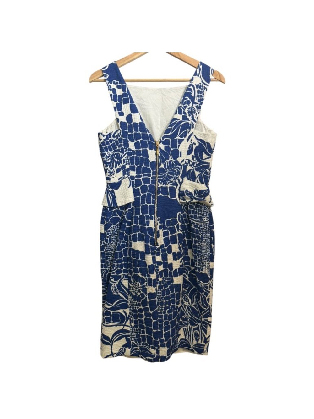 Emilio Pucci Printed Knee Length Sheath Dress Blue White Size 8 - Picture 3 of 14